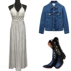 NWT - LilBetter Maxi Crochet Halter Dress